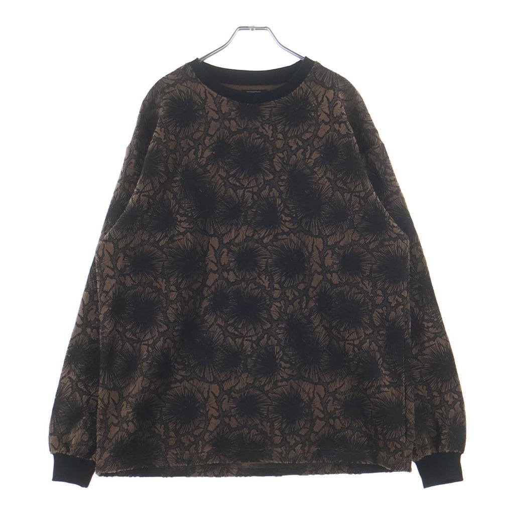 GAKKIN(ガッキン) × BUDSPOOL バッズプール 松煙墨 VELOUR L/S Tee ショウエンボク ベロア地 総柄長袖Tシャツ マルチ