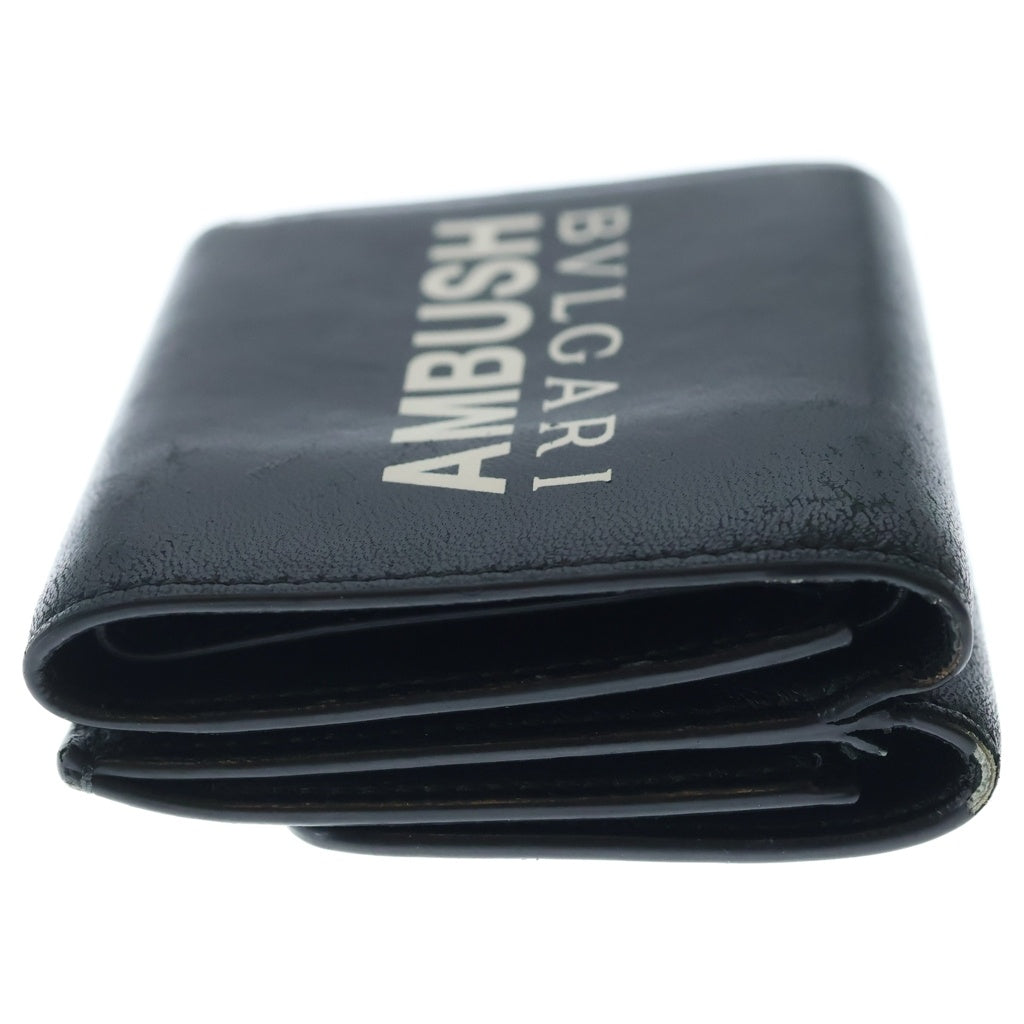 BVLGARI ブルガリ ×AMBUSH WALLET アンブッシュ レザー 二つ折り財布 コンパクトウォレット ブラック BVLGARI(ブルガリ) ×AMBUSH WALLET アンブッシュ レザー 二つ折り財布