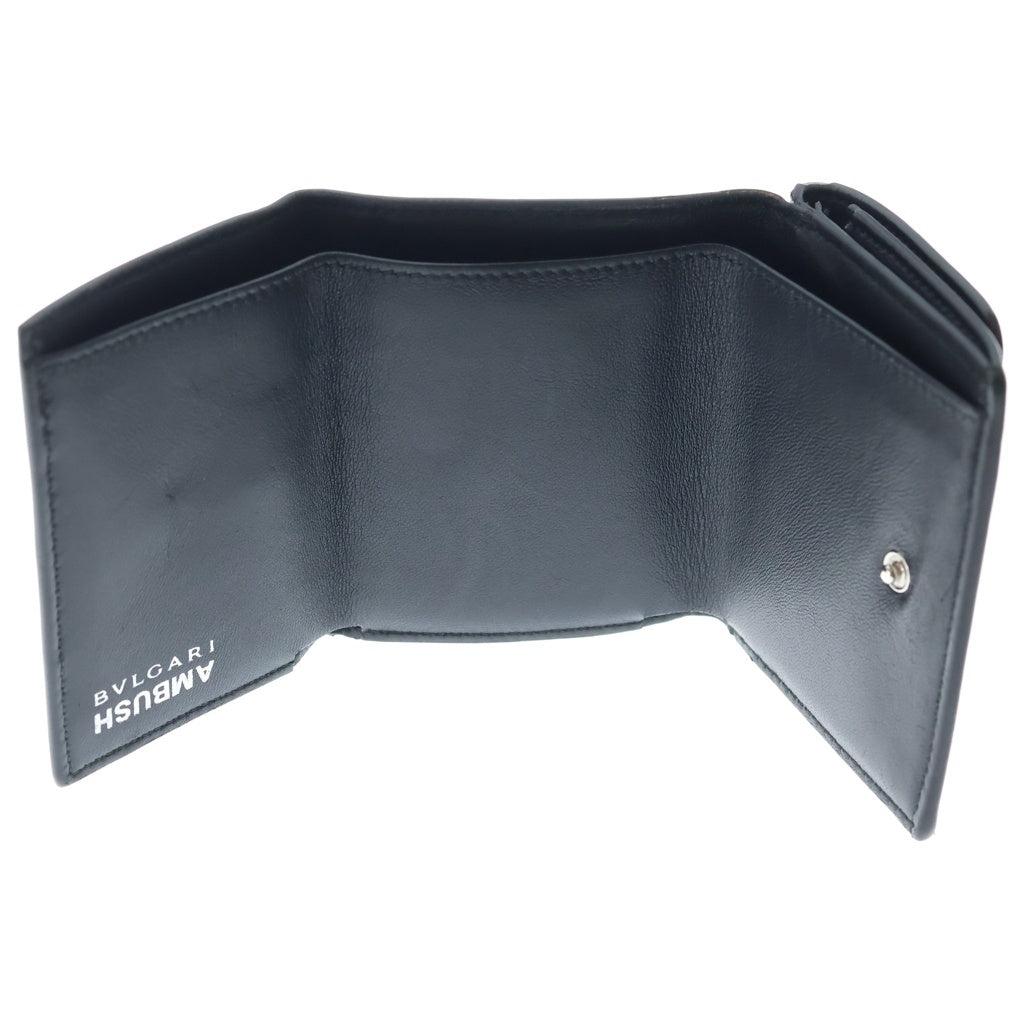 BVLGARI(ブルガリ) ×AMBUSH WALLET アンブッシュ レザー 二つ折り財布 コンパクトウォレット ブラック