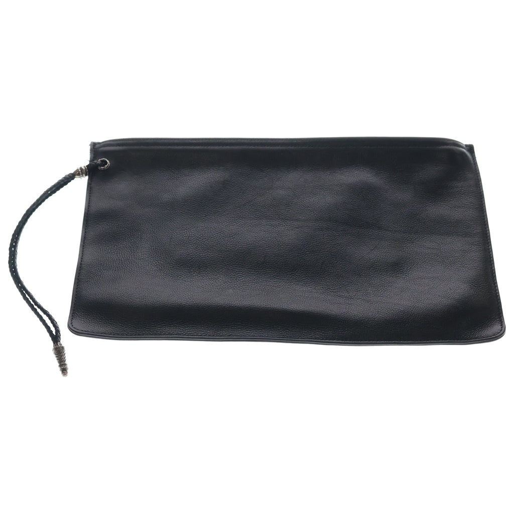 CHROME HEARTS(クロムハーツ) FLAT MED PLANE レザー フラット プレーン クラッチバッグ セカンドバック ブラック