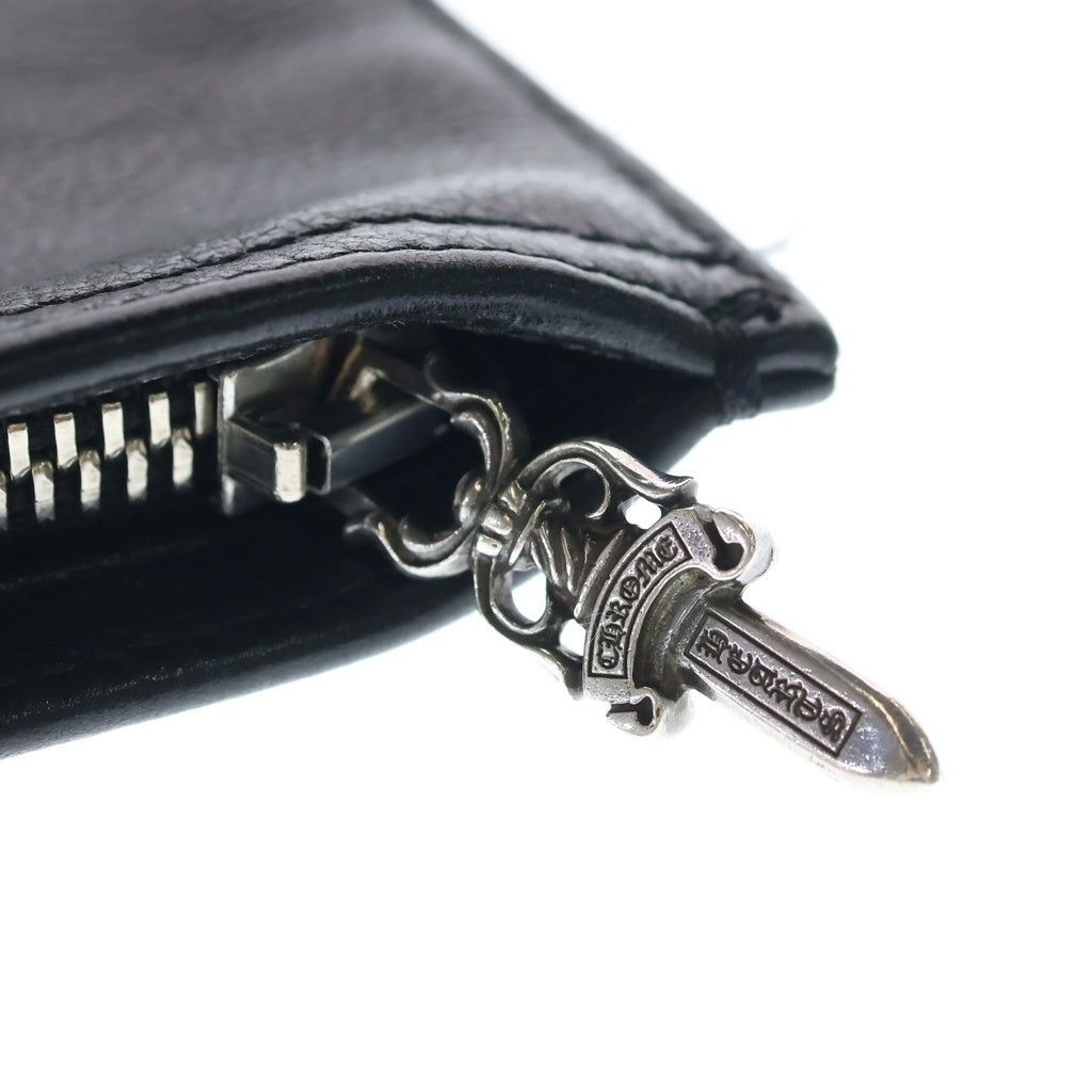 CHROME HEARTS(クロムハーツ) FLAT MED PLANE レザー フラット プレーン クラッチバッグ セカンドバック ブラック