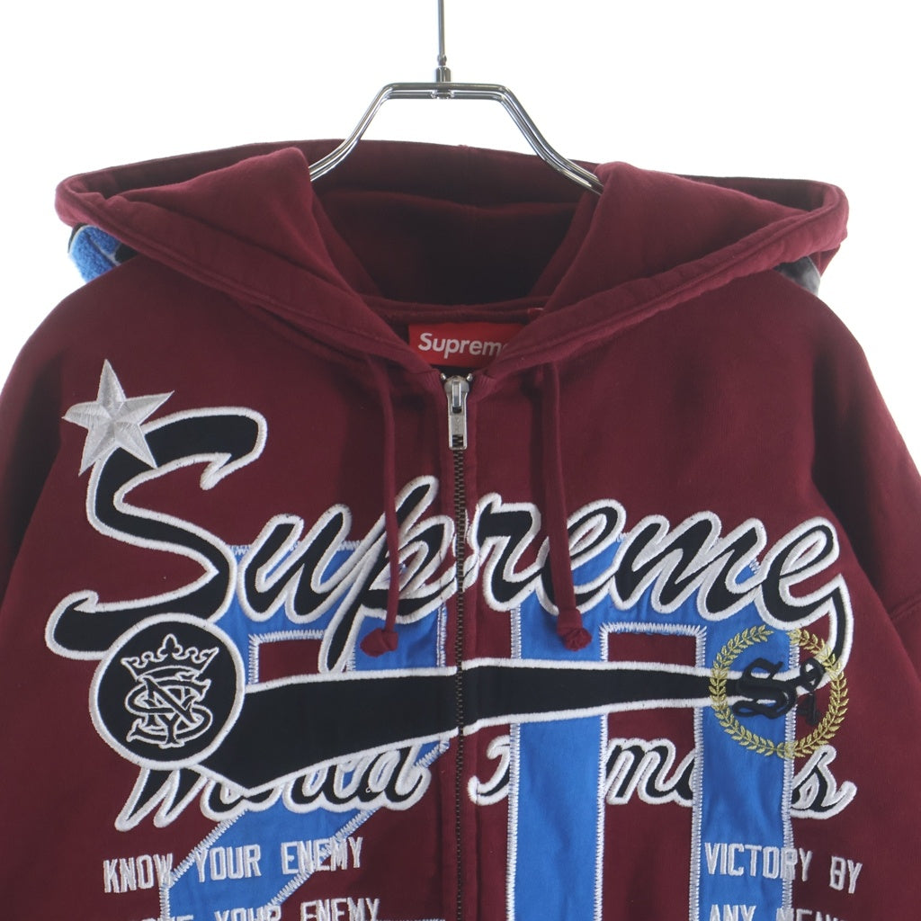 SUPREME(シュプリーム) 26SS Warrios Applique Zip Up Hooded Sweat Shirt ウォリアーズ アプリケ ジップアップ フーデッド スウェット パーカー レッド