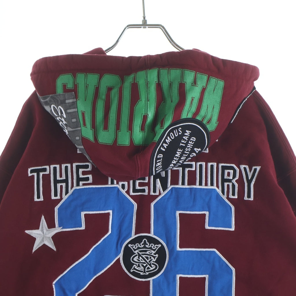 SUPREME(シュプリーム) 26SS Warrios Applique Zip Up Hooded Sweat Shirt ウォリアーズ アプリケ ジップアップ フーデッド スウェット パーカー レッド