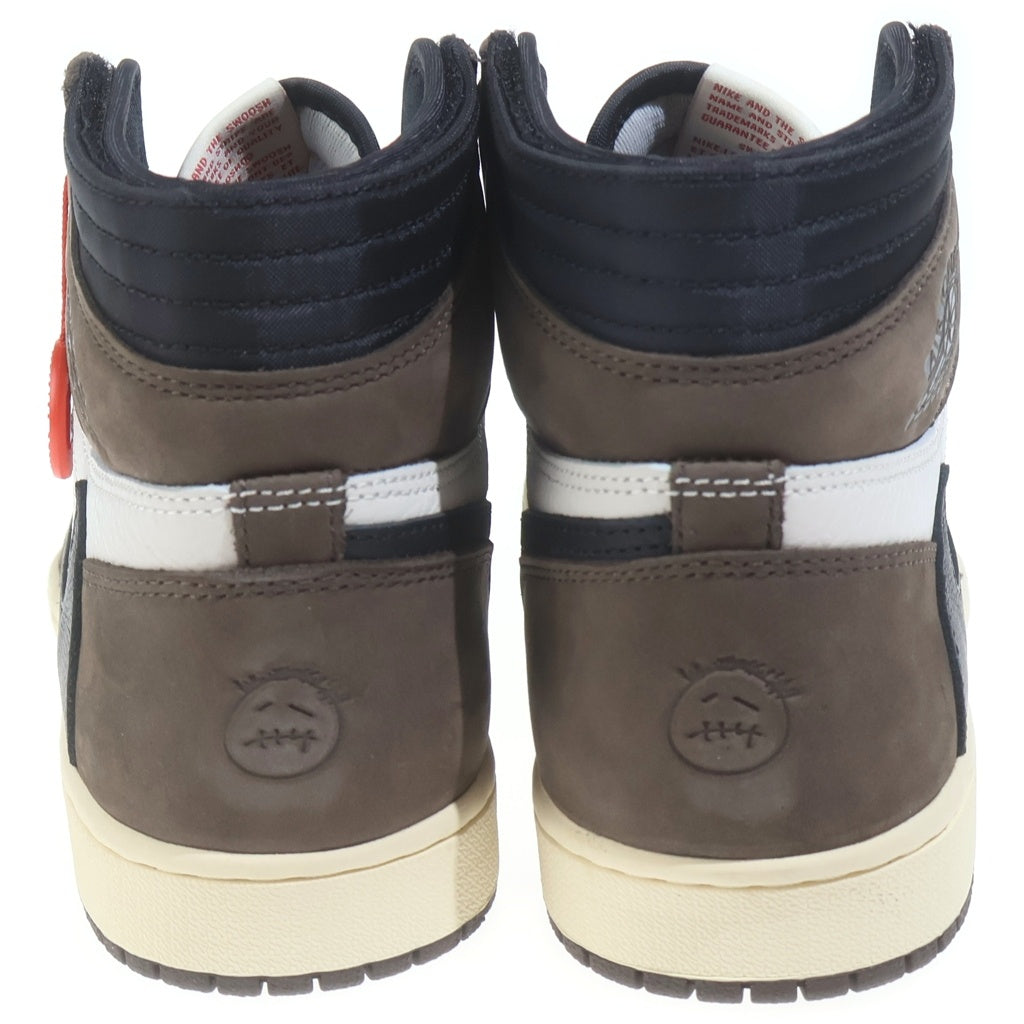NIKE(ナイキ) ×TRAVIS SCOTT AIR JORDAN 1 HIGH OG TS SP トラヴィススコット エアジョーダン1 ハイカットスニーカー ブラウン/ホワイト US9/27cm CD4487-100