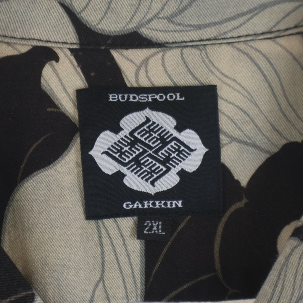 BUDSPOOL(バッズプール) × Gakkin HAWAIAN SHIRT ガッキン 総柄レーヨン 半袖シャツ ブラウン