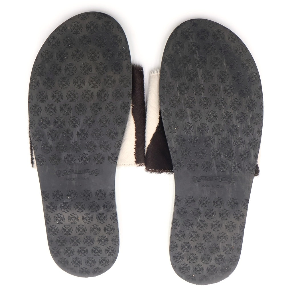 CHROME HEARTS(クロムハーツ) Harako Leather Zebra CH Cross Sandals ハラコ ゼブラ柄 クロスパッチ ビーチサンダル ライトグリーン