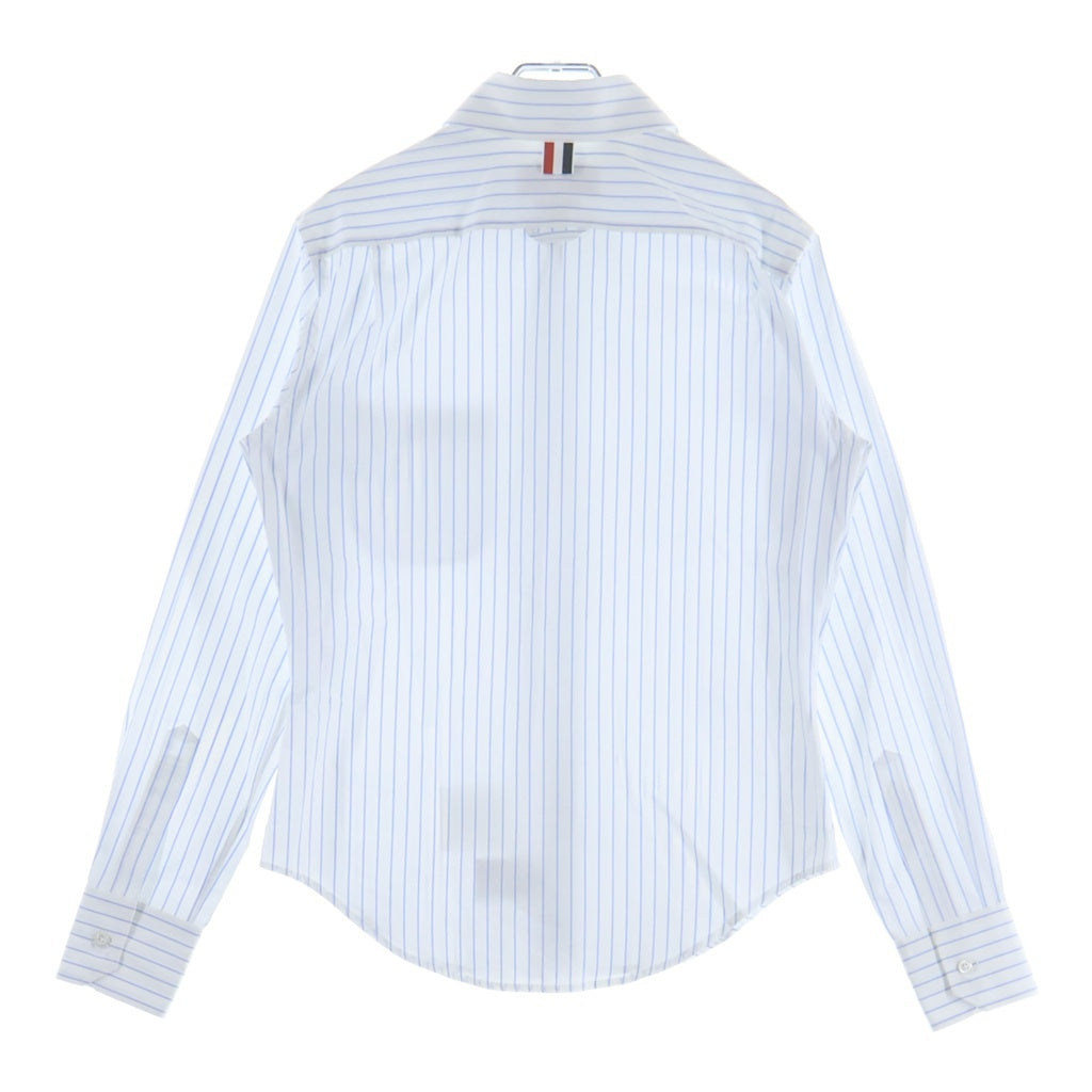 THOM BROWNE(トムブラウン) CLASSIC LONG SLEEVE ROUND COLLAR SHIRT クラシック ロングスリーブ ラウンドカラー ストライプ 長袖シャツ ホワイト/ブルー レディース FLL207A-F0916-480