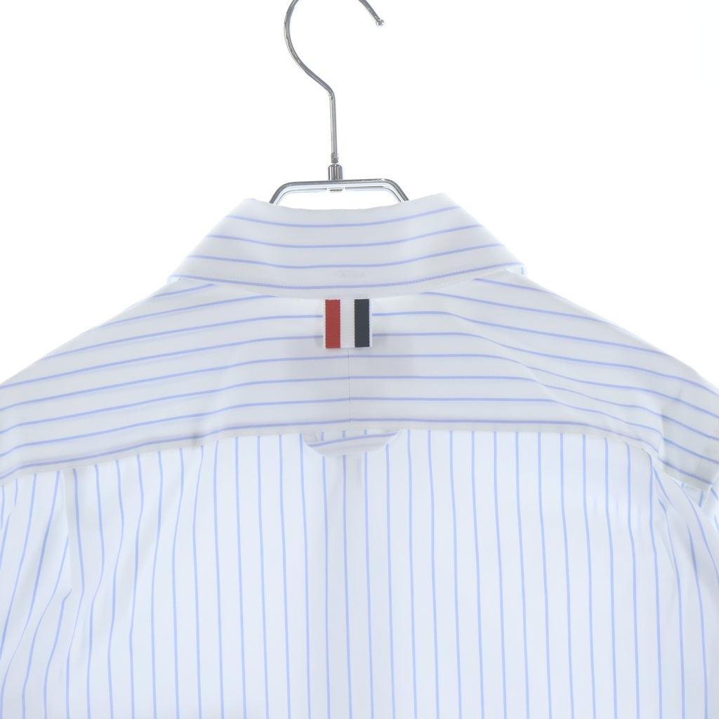 THOM BROWNE(トムブラウン) CLASSIC LONG SLEEVE ROUND COLLAR SHIRT クラシック ロングスリーブ ラウンドカラー ストライプ 長袖シャツ ホワイト/ブルー レディース FLL207A-F0916-480