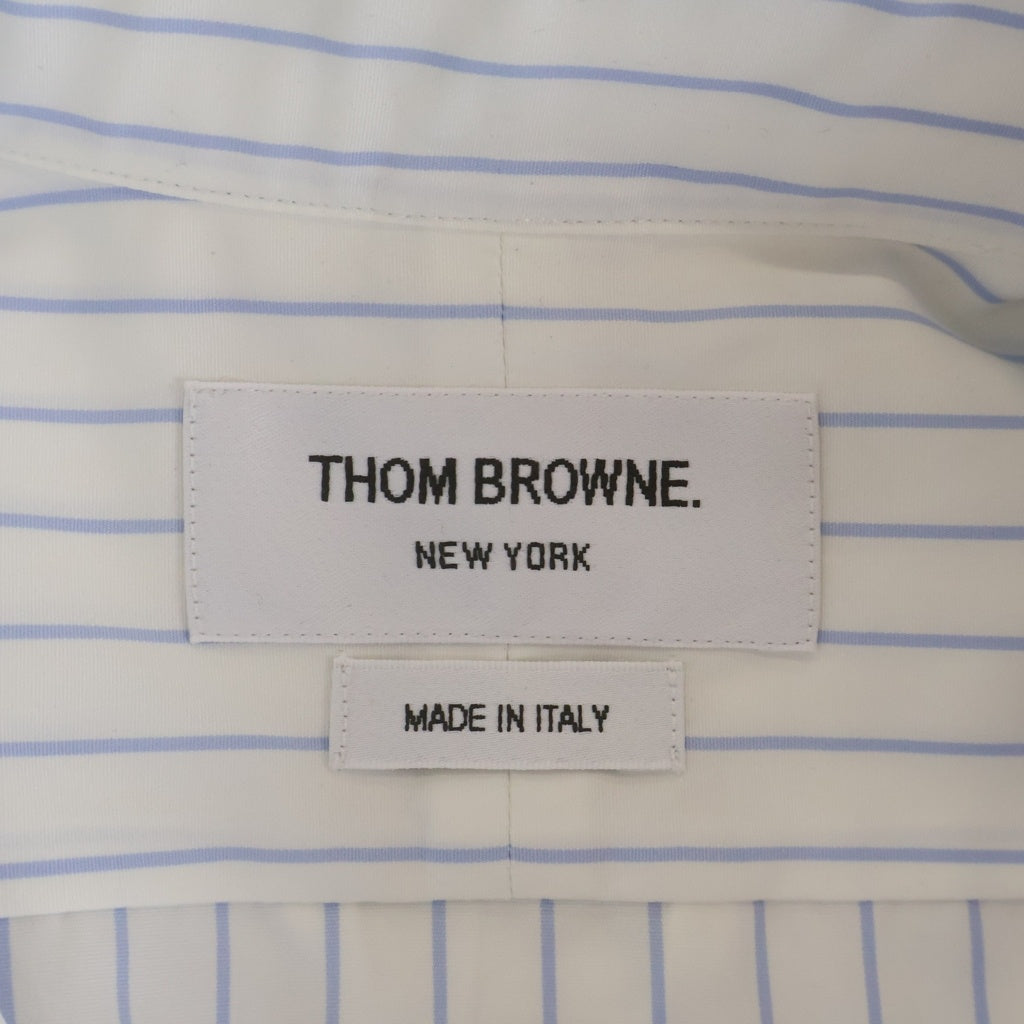THOM BROWNE(トムブラウン) CLASSIC LONG SLEEVE ROUND COLLAR SHIRT クラシック ロングスリーブ ラウンドカラー ストライプ 長袖シャツ ホワイト/ブルー レディース FLL207A-F0916-480