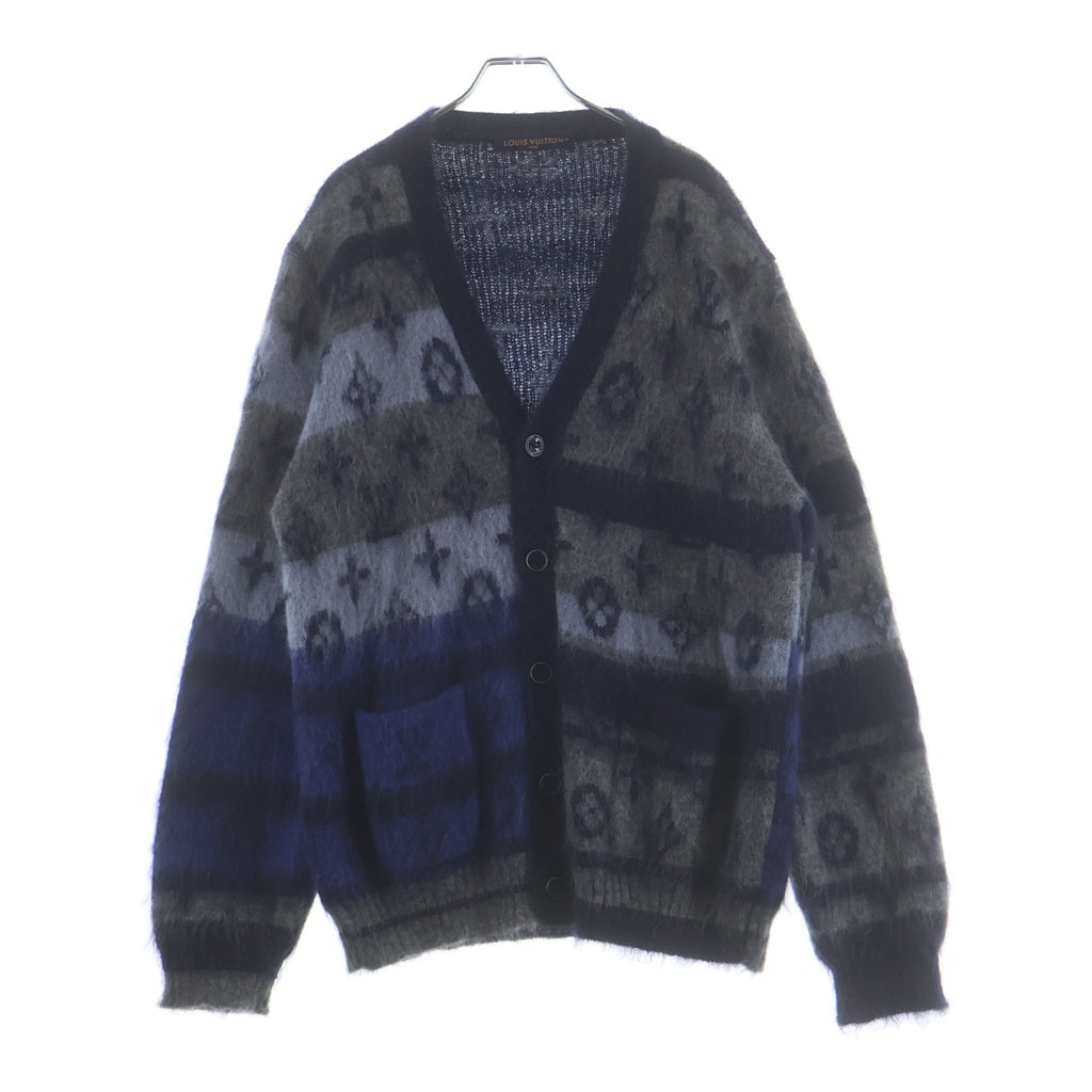 LOUIS VUITTON(ルイヴィトン) モノグラム モヘヤ混 ニットカーディガン ネイビー /グレー RM261MM NE5 HQN46W