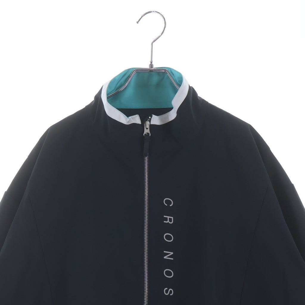 NO BRAND(ノーブランド) CRONOS クロノス ADAPT BLOUSON アダプト ブルゾン フロントロゴプリント ジップアップ ナイロンジャケット ブラック/ホワイト C03-BL-2604ST