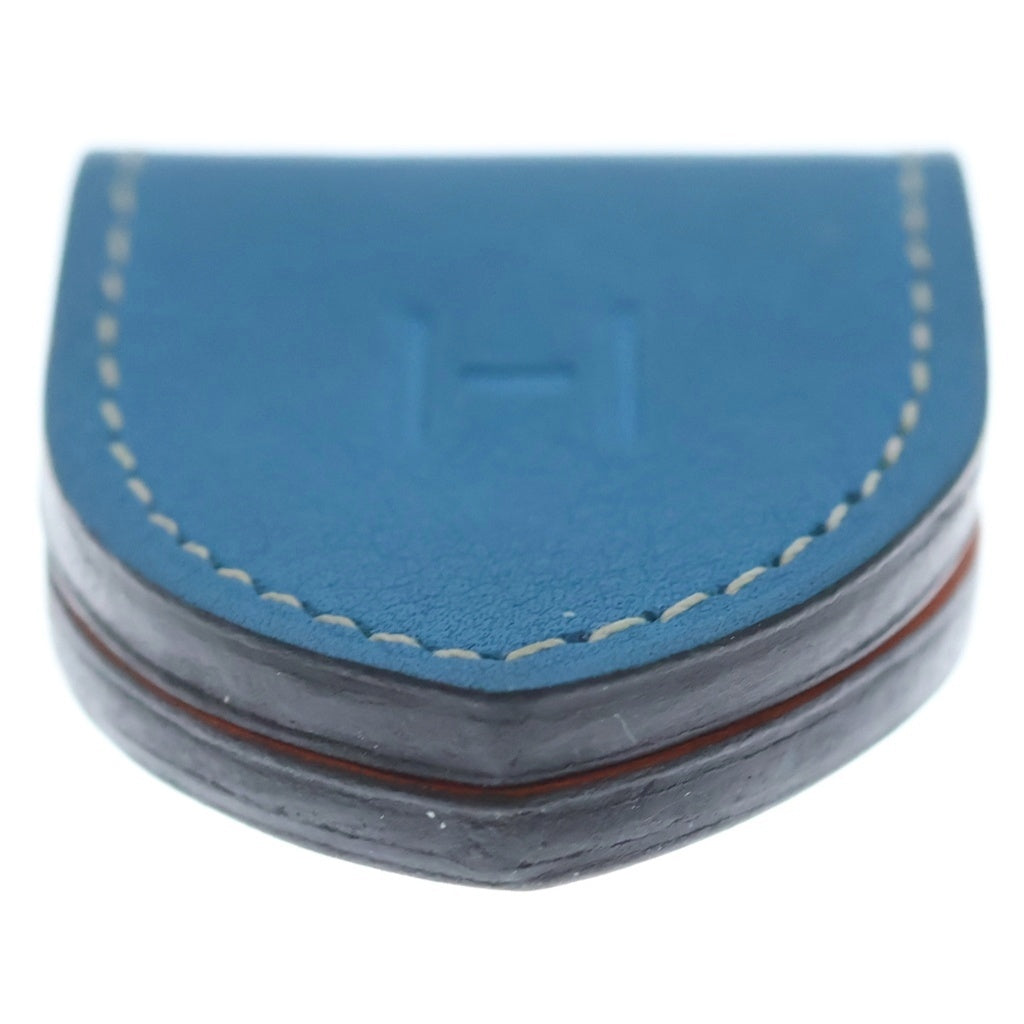 HERMES(エルメス) アットH バイカラー レザー マグネット マネークリップ ブルー/オレンジ