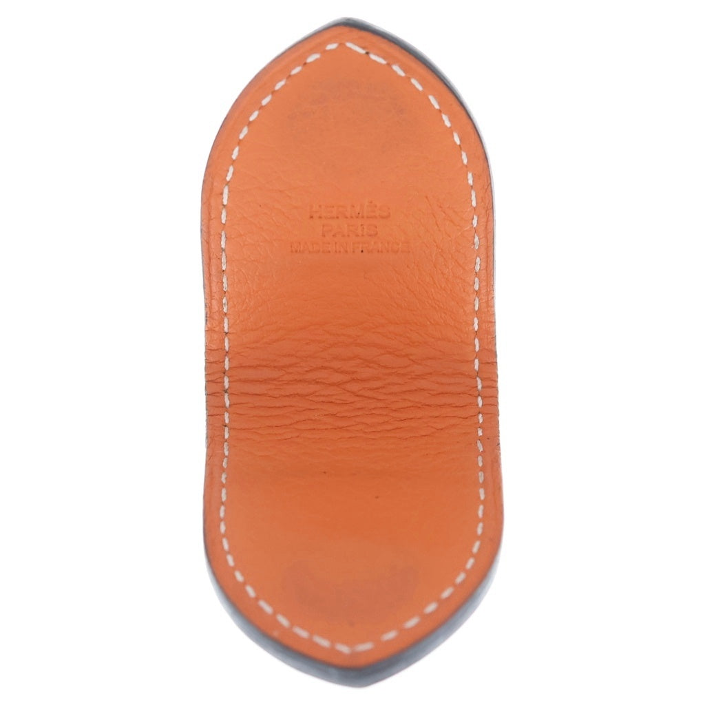 HERMES(エルメス) アットH バイカラー レザー マグネット マネークリップ ブルー/オレンジ
