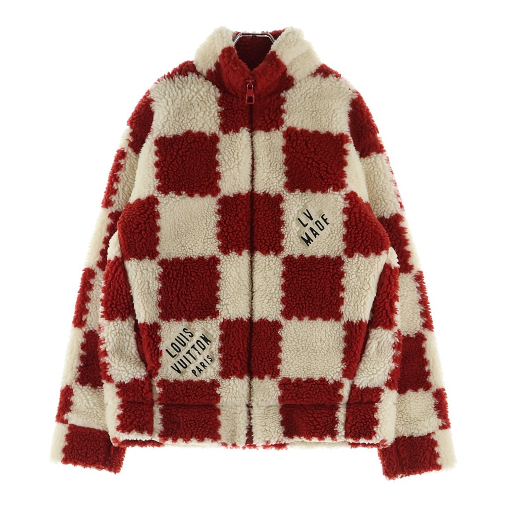 LOUIS VUITTON(ルイヴィトン) 22AW fleece jacket RM221M I03 HMY04W 総柄 ジップアップ フリースジャケット ホワイト/レッド