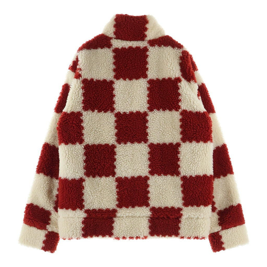 LOUIS VUITTON(ルイヴィトン) 22AW fleece jacket RM221M I03 HMY04W 総柄 ジップアップ フリースジャケット ホワイト/レッド