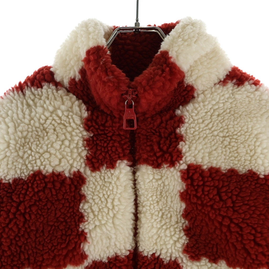 LOUIS VUITTON(ルイヴィトン) 22AW fleece jacket RM221M I03 HMY04W 総柄 ジップアップ フリースジャケット ホワイト/レッド