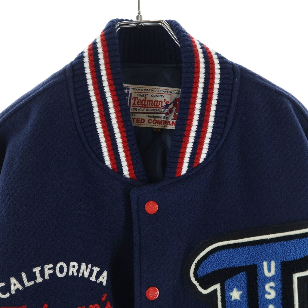 TEDMAN TED COMPANY(テッドマン テッドカンパニー) STADIUM JACKET フロントワッペン付き アームレザー切替 ジップアップ スタジアムジャケット ネイビー/アイボリー
