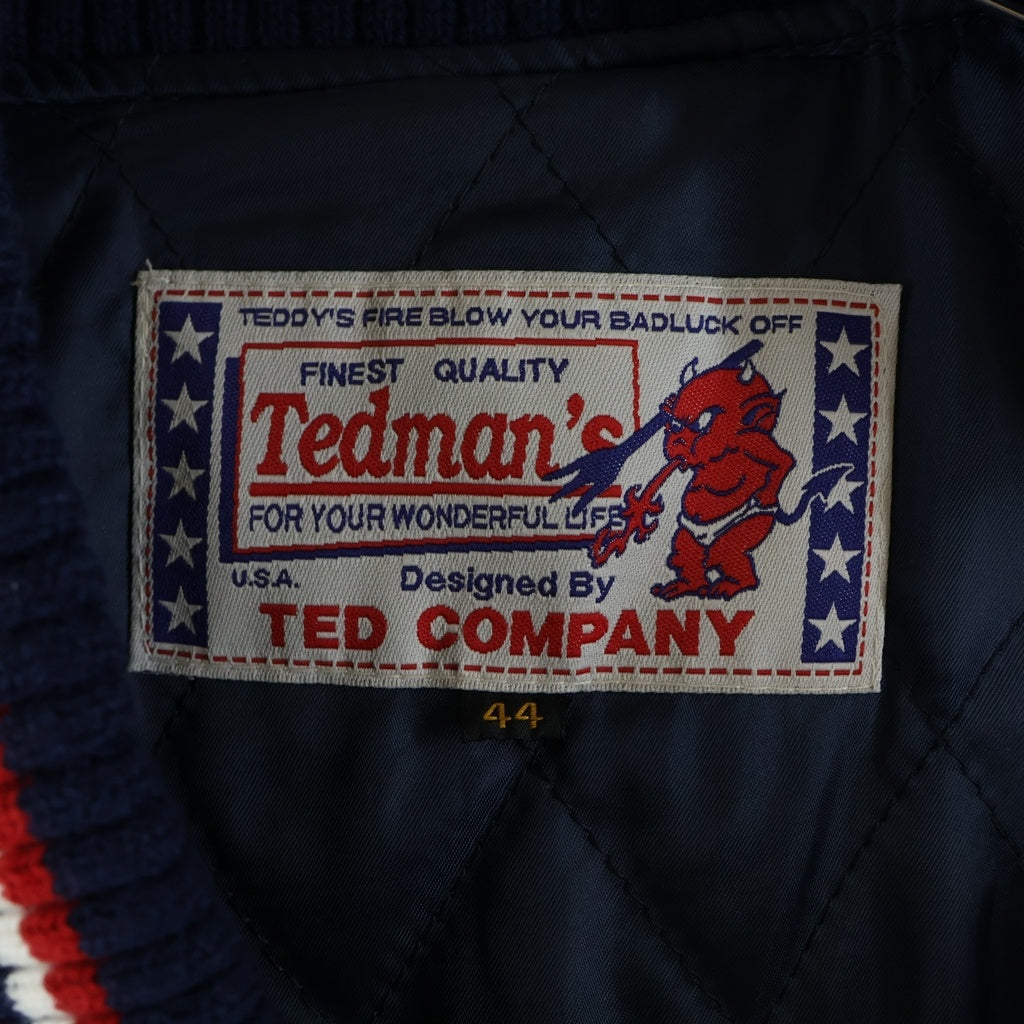 TEDMAN TED COMPANY(テッドマン テッドカンパニー) STADIUM JACKET フロントワッペン付き アームレザー切替 ジップアップ スタジアムジャケット ネイビー/アイボリー