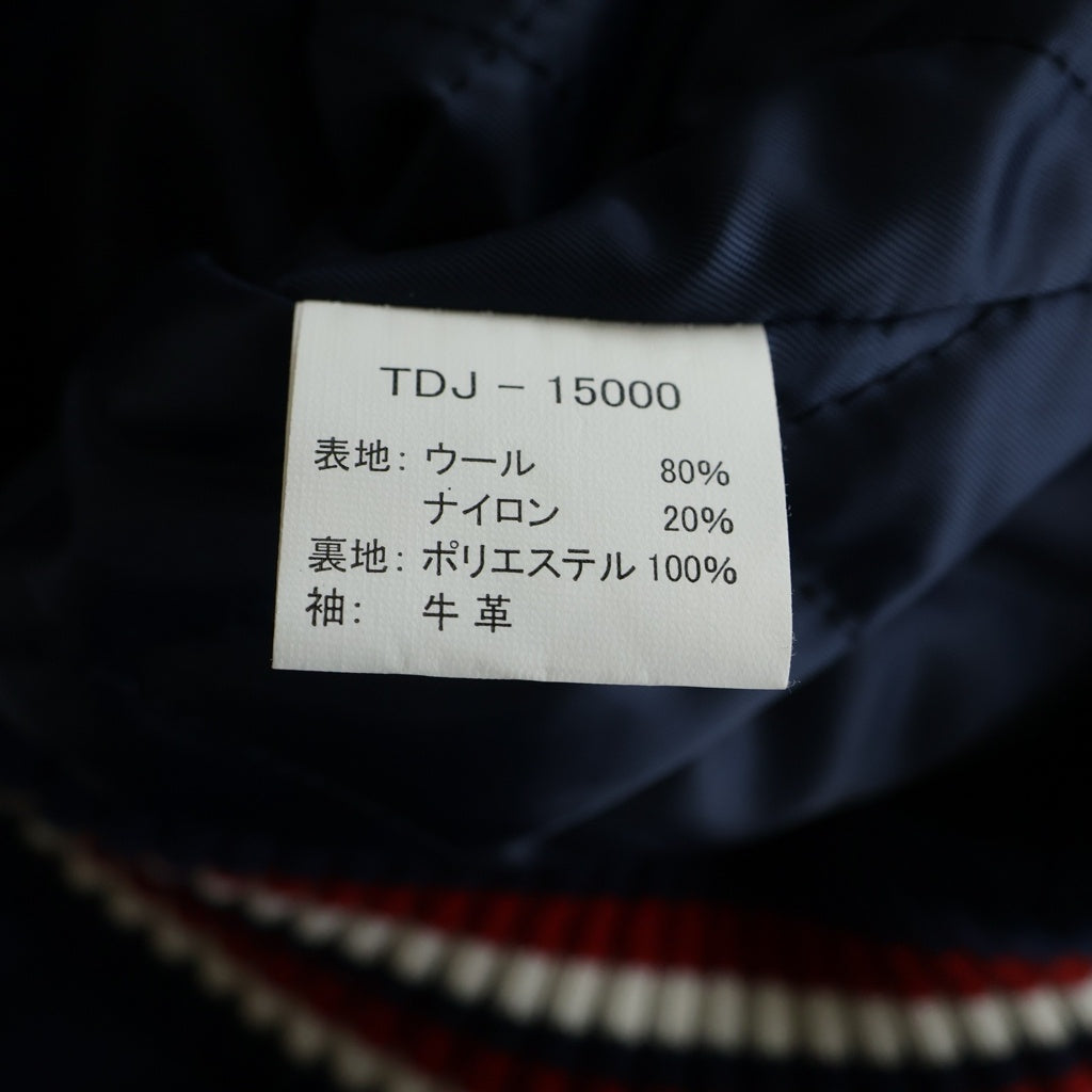 TEDMAN TED COMPANY(テッドマン テッドカンパニー) STADIUM JACKET フロントワッペン付き アームレザー切替 ジップアップ スタジアムジャケット ネイビー/アイボリー