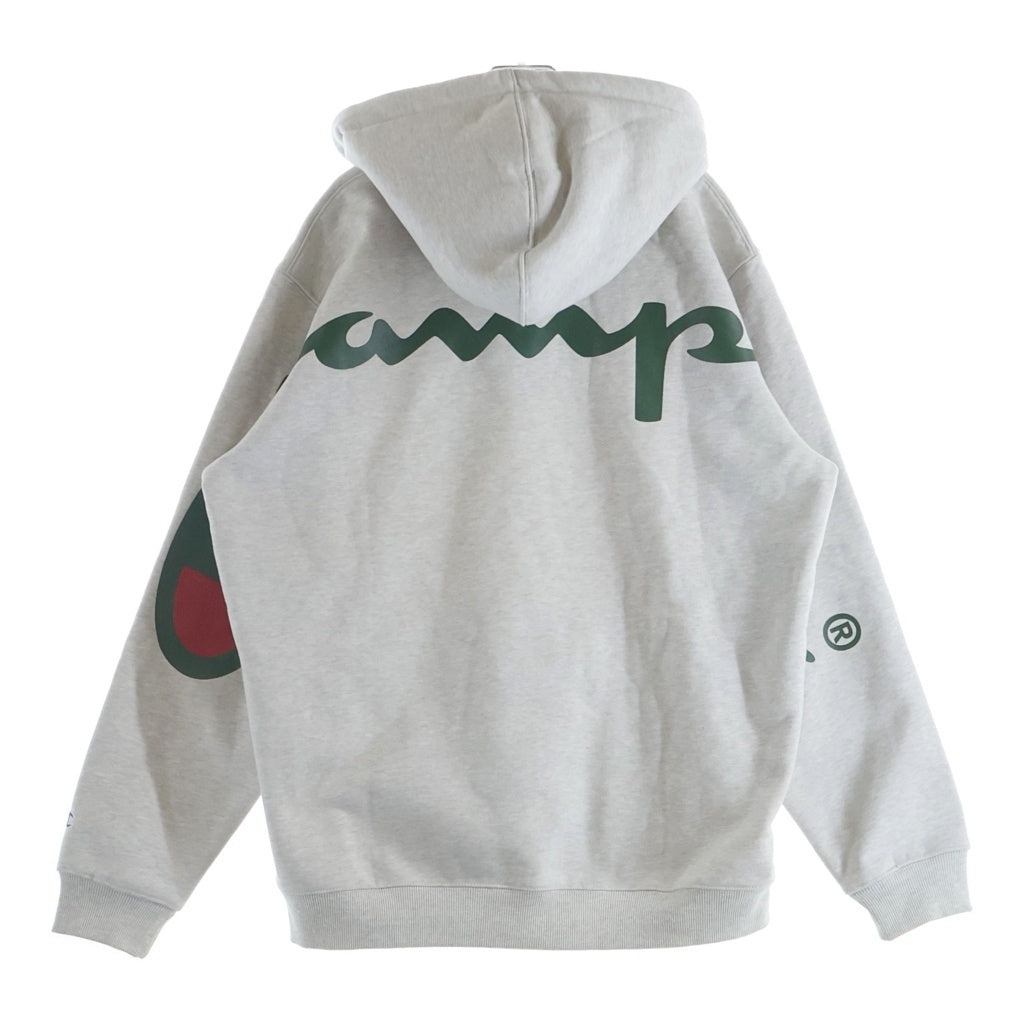 SUPREME(シュプリーム) × CHAMPION 18SS Hooded Sweatshirt チャンピオン バックロゴプリント プルオーバー パーカー グレー H6 122017