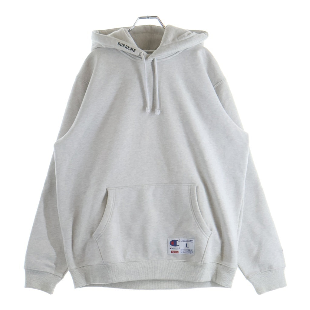 SUPREME(シュプリーム) × CHAMPION 18SS Hooded Sweatshirt チャンピオン バックロゴプリント プルオーバー パーカー グレー H6 122017