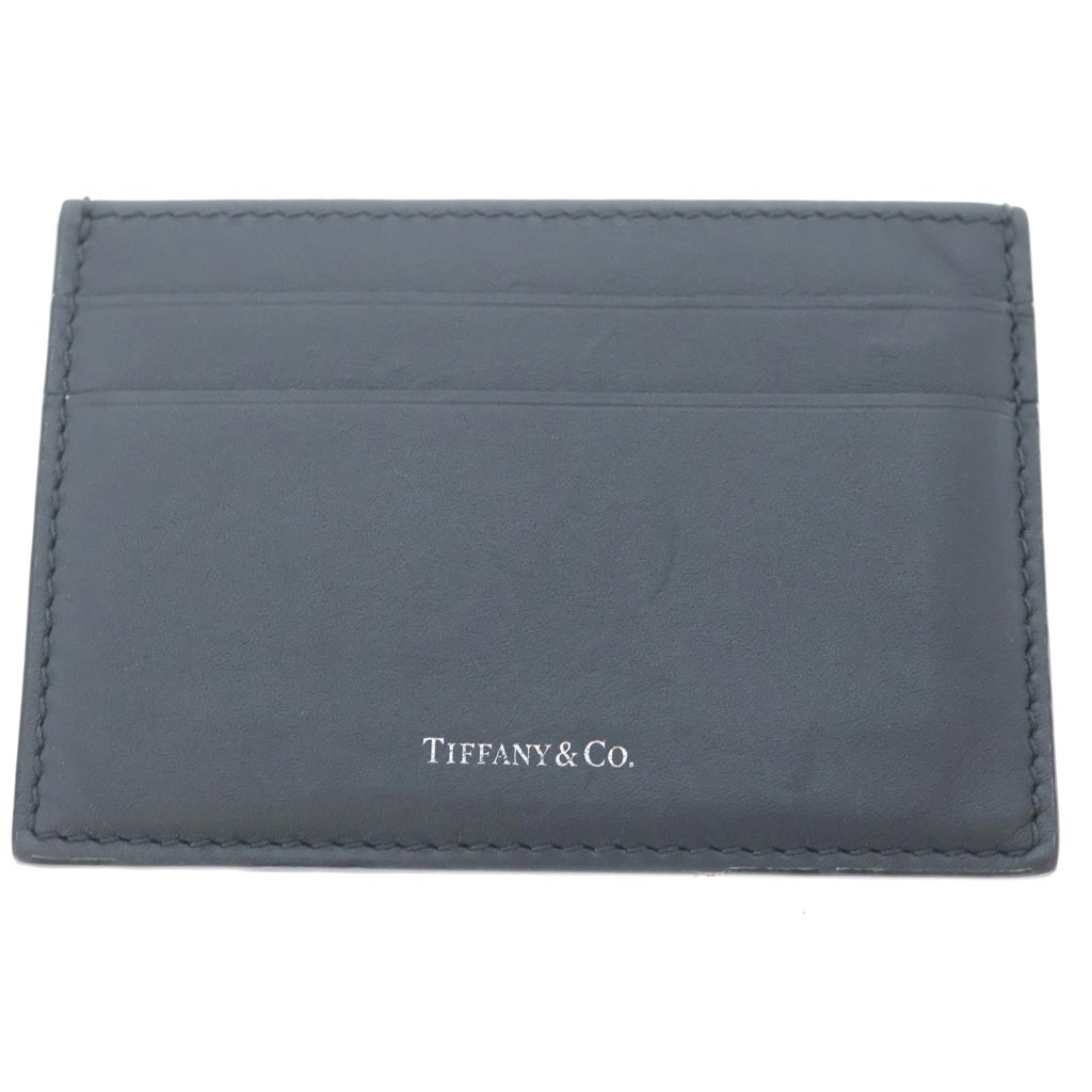 TIFFANY & Co.(ティファニー) Card Case ワンポイントロゴ レザー カードケース ダークグレー