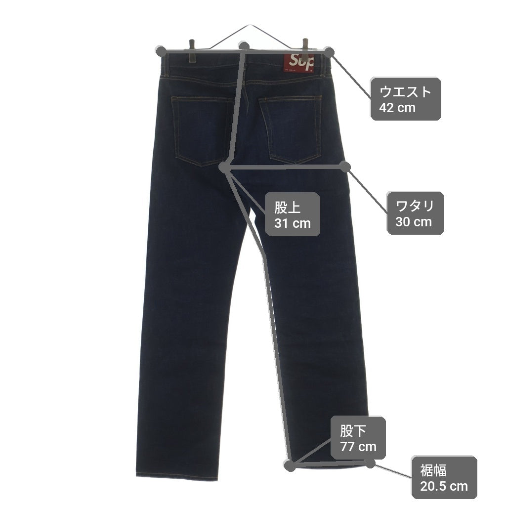 極希少✨シュプリーム リジットスリムジーンズ ボタンフライ 赤耳 USA製 S SUPREME(シュプリーム) Rigit Slim Jeans ボタンフライ リジット