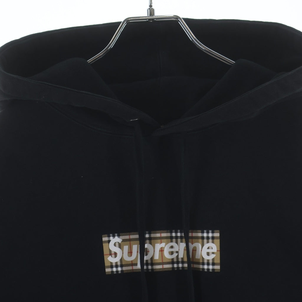 SUPREME(シュプリーム) 22SS ×BURBERRY Box Logo Hooded Sweatshirt バーバリー ボックスロゴ スウェットプルオーバーパーカー フーディー ブラック