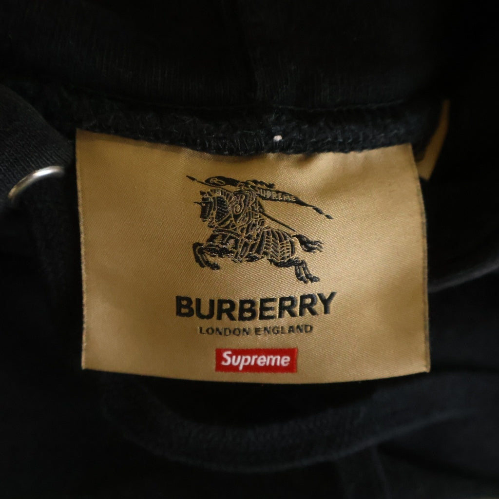 SUPREME(シュプリーム) 22SS ×BURBERRY Box Logo Hooded Sweatshirt バーバリー ボックスロゴ スウェットプルオーバーパーカー フーディー ブラック