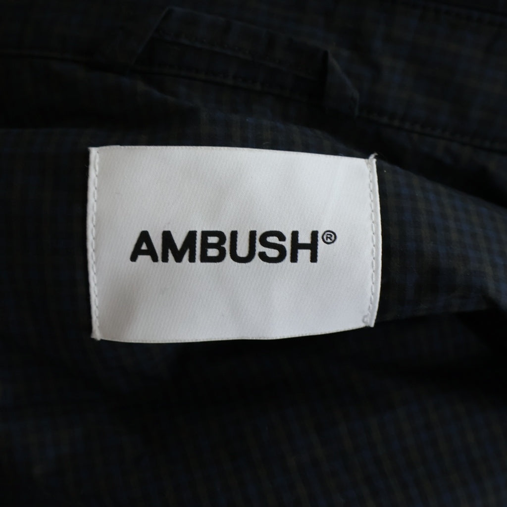 AMBUSH(アンブッシュ) 23AW チェック柄 ボタンダウン コーチジャケット ネイビー BMES001F23FAB001