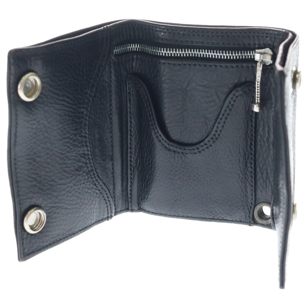 CHROME HEARTS(クロムハーツ) 3FOLD 3フォールド クロスボタンレザーウォレット財布 ブラック