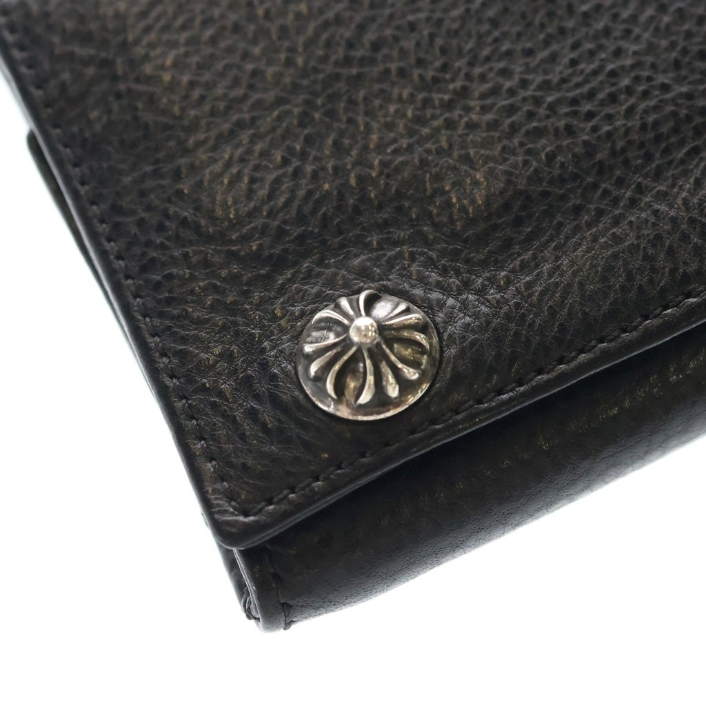 CHROME HEARTS(クロムハーツ) 3FOLD 3フォールド クロスボタンレザーウォレット財布 ブラック