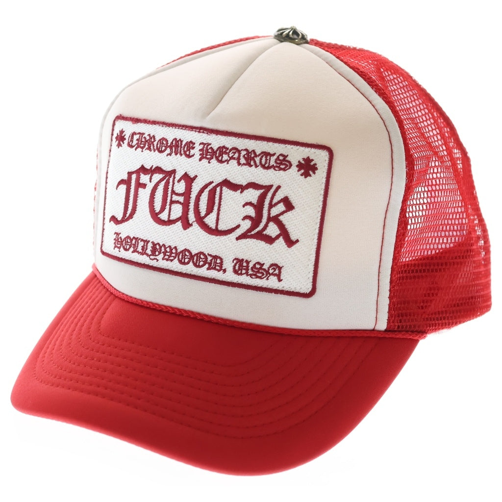 CHROME HEARTS(クロムハーツ) TRUCKER CAP FUCK トラッカー メッシュキャップ ファック 帽子 ホワイト/レッド