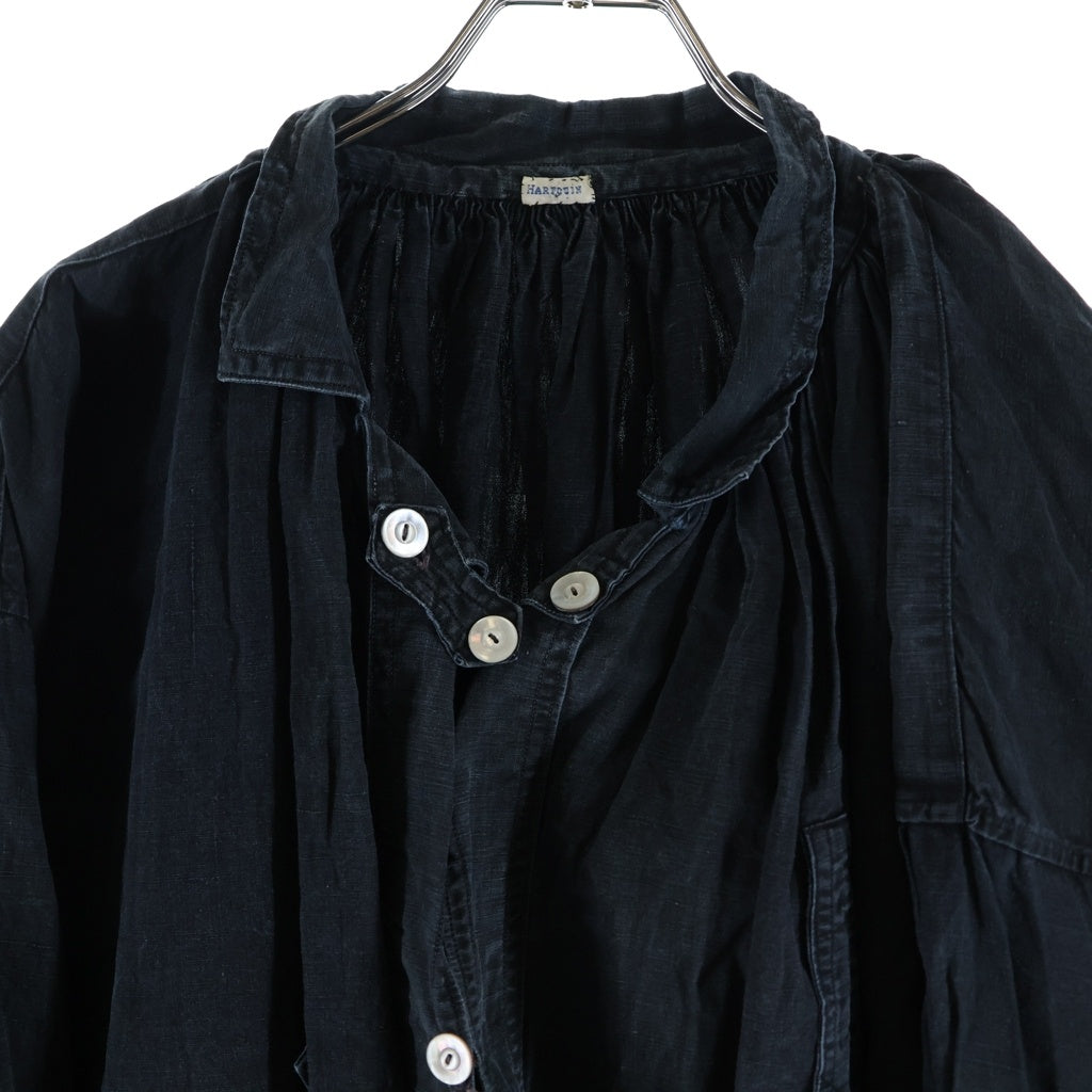 VINTAGE(ヴィンテージ) 推定20-30S French Work Indigo Linen Biaude Smock ユーロワーク インディゴリネンスモッグ ネイビー