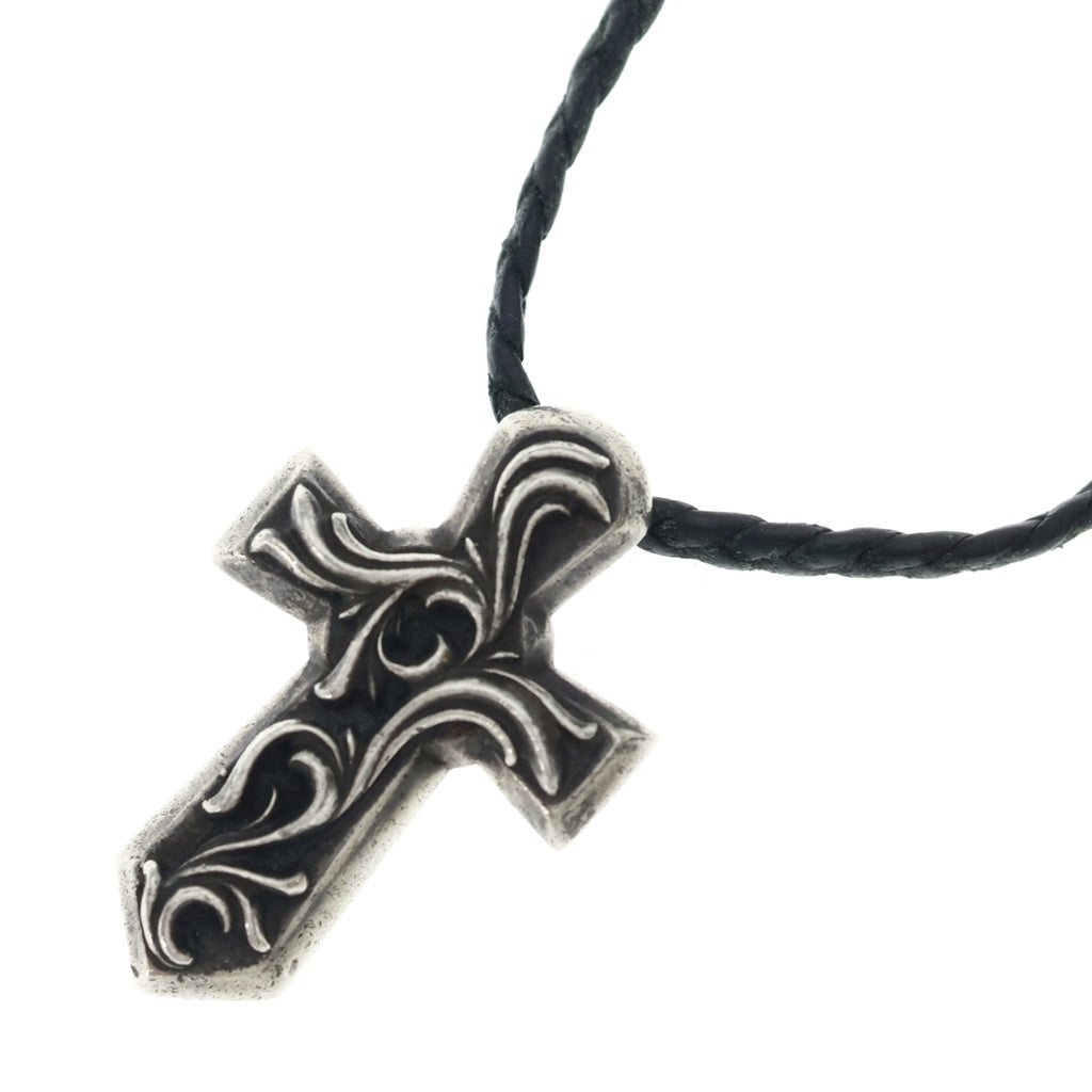 CHROME HEARTS(クロムハーツ) VULCAN CROSS LG LB ラージバルカンクロス Wレザーブレイド ネックレス シルバー