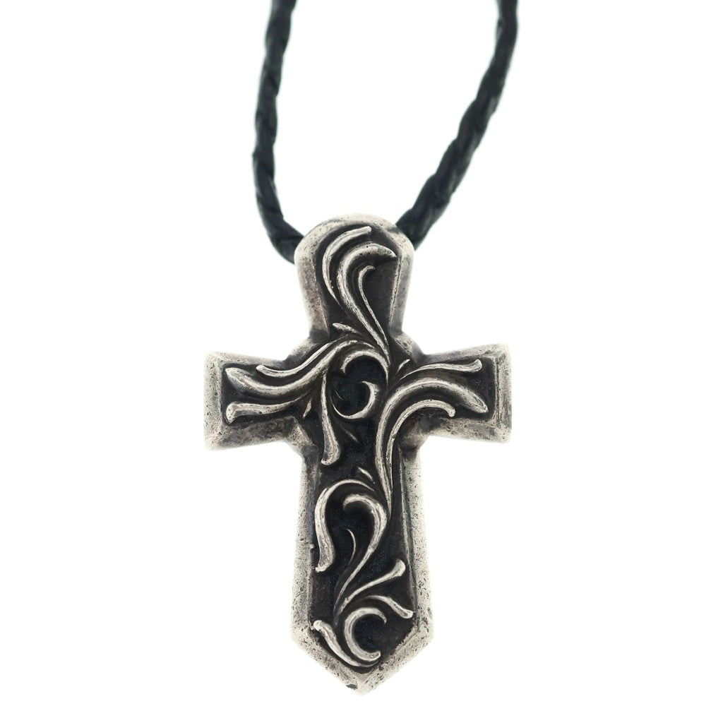 CHROME HEARTS(クロムハーツ) VULCAN CROSS LG LB ラージバルカンクロス Wレザーブレイド ネックレス シルバー