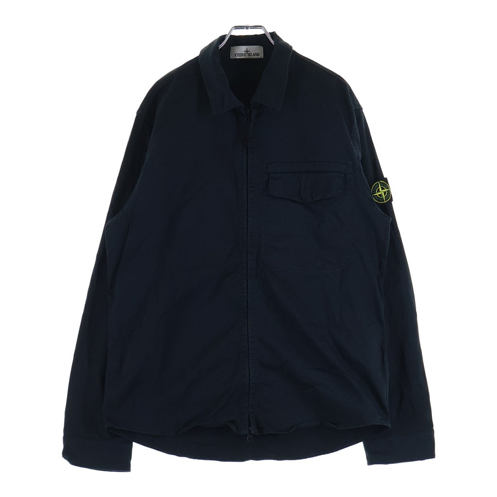 STONE ISLAND(ストーンアイランド) TRETCH ORGANIC COTTON JACKET ロゴワッペン付き ジップアップ オーガニックコットンジャケット ネイビー L1S151200015 S0012