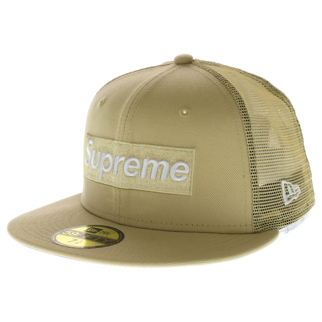 SUPREME(シュプリーム) 24SS ×NEW ERA Box Logo Mesh Back ニューエラ ボックスロゴ メッシュ バック 6パネル ベースボールキャップ 帽子 ライトゴールド