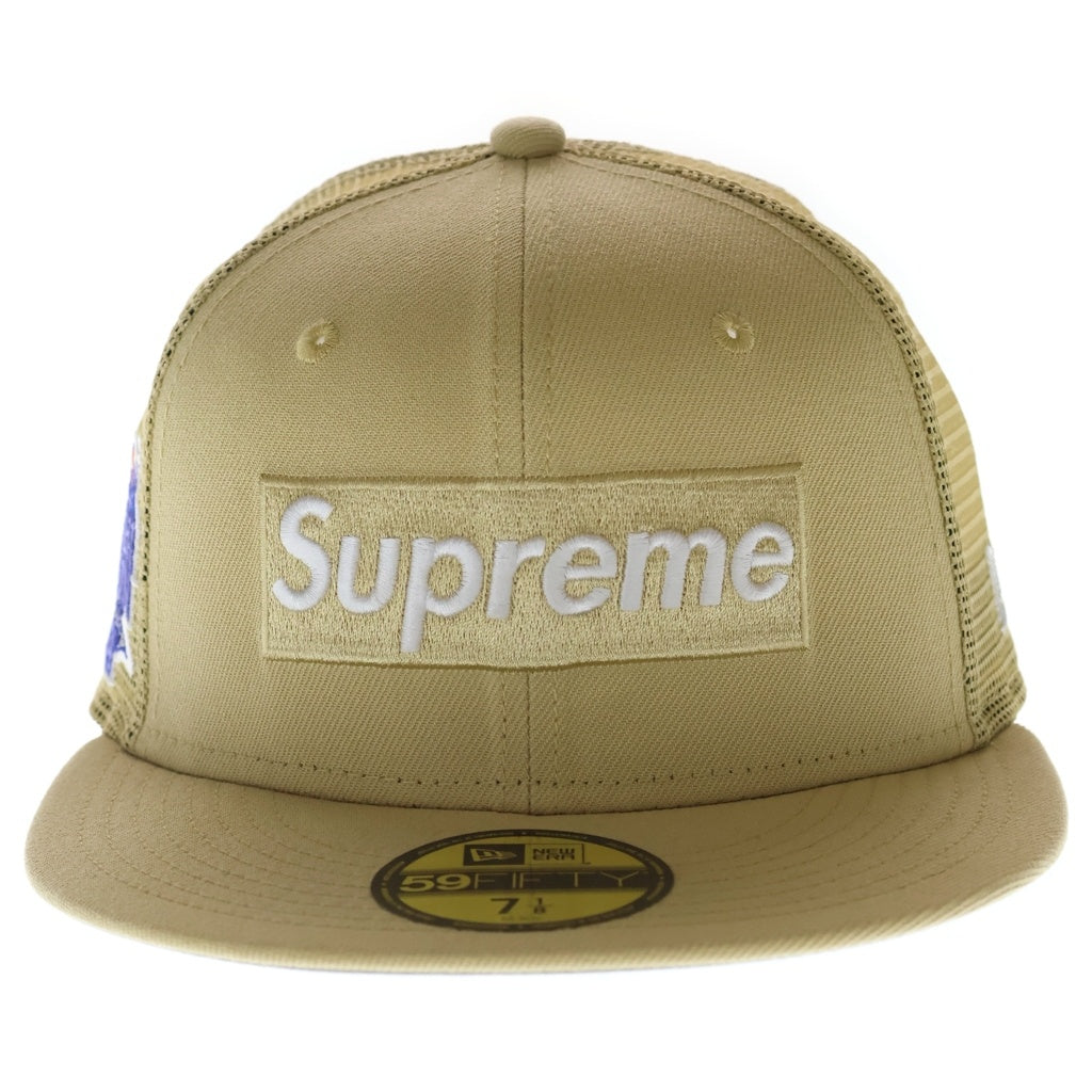 SUPREME(シュプリーム) 24SS ×NEW ERA Box Logo Mesh Back ニューエラ ボックスロゴ メッシュ バック 6パネル ベースボールキャップ 帽子 ライトゴールド