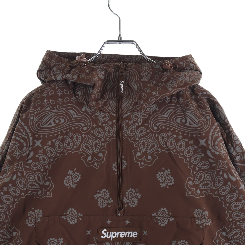 SUPREME(シュプリーム) 26SS Refrecive Bandana Anorak Jacket レフレクティブ バンダナ ハーフジップ ナイロンジャケット ブラウン