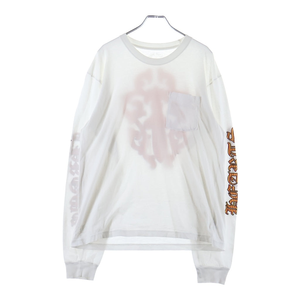 CHROME HEARTS(クロムハーツ) Striped Dagger L/S Tee ダガー 胸ポケットバックプリント ロングスリーブ 長袖Tシャツ カットソー ホワイト