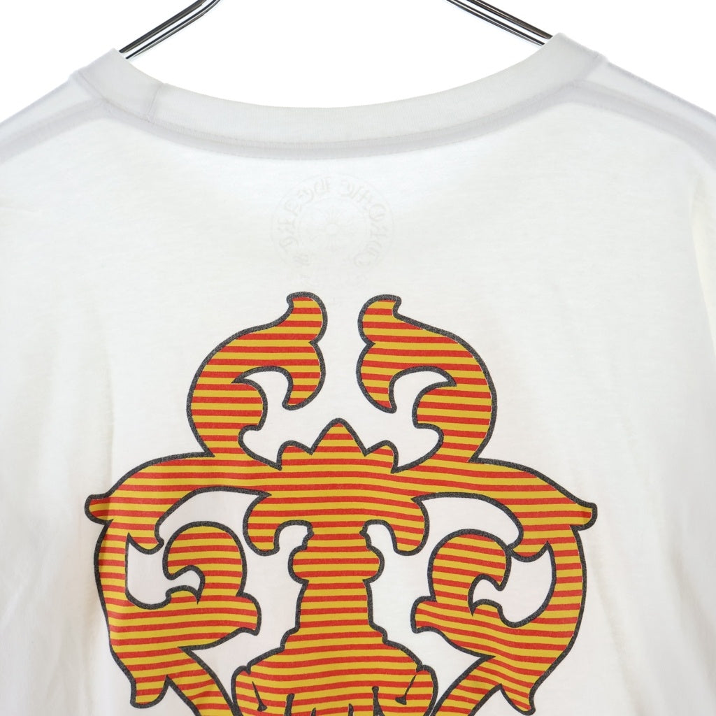 CHROME HEARTS(クロムハーツ) Striped Dagger L/S Tee ダガー 胸ポケットバックプリント ロングスリーブ 長袖Tシャツ カットソー ホワイト
