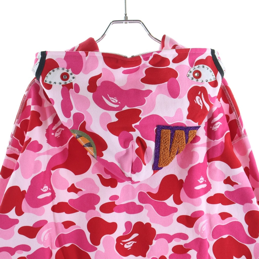 A BATHING APE(アベイシングエイプ) COLOR CAMO CRYSTAL STONE SHARK CROPPED FULL ZIP HOODIE パーカー レディース 001ZPM302301L