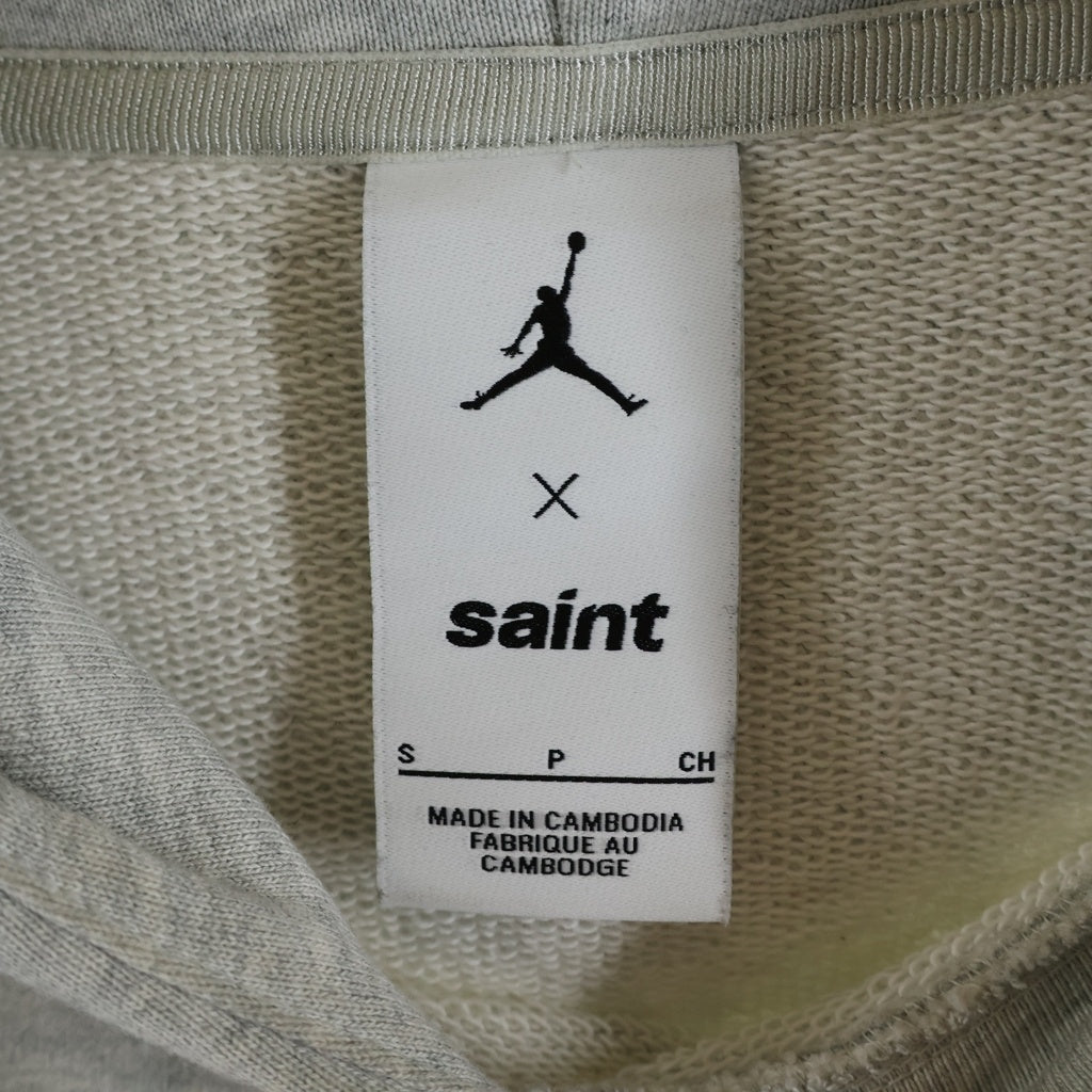 SAINT MICHAEL(セントマイケル) × JORDAN SM FLEECE L/S HOODIE SM-MK8-0000-J02 ジョーダン フリース フロントプリント プルオーバーパーカー グレー