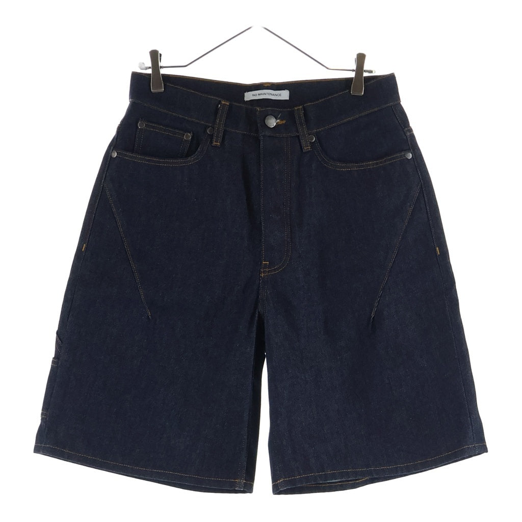 NO BRAND(ノーブランド) NO MAINTENANCE ノーメンテナンス CARPENTER SHORTS ボタンフライ カーペンターショーツ デニムハーフパンツ インディゴ