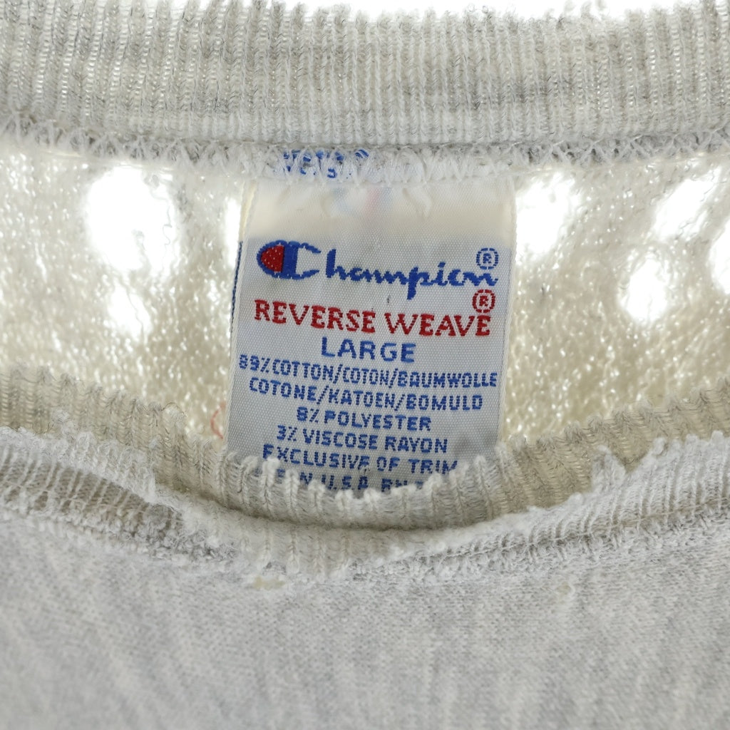 CHAMPION(チャンピオン) 90S VINTAGE REVERSE WEAVE リバースウィーブ 刺繍タグ フロントプリント クルーネックスウェットトレーナー グレー