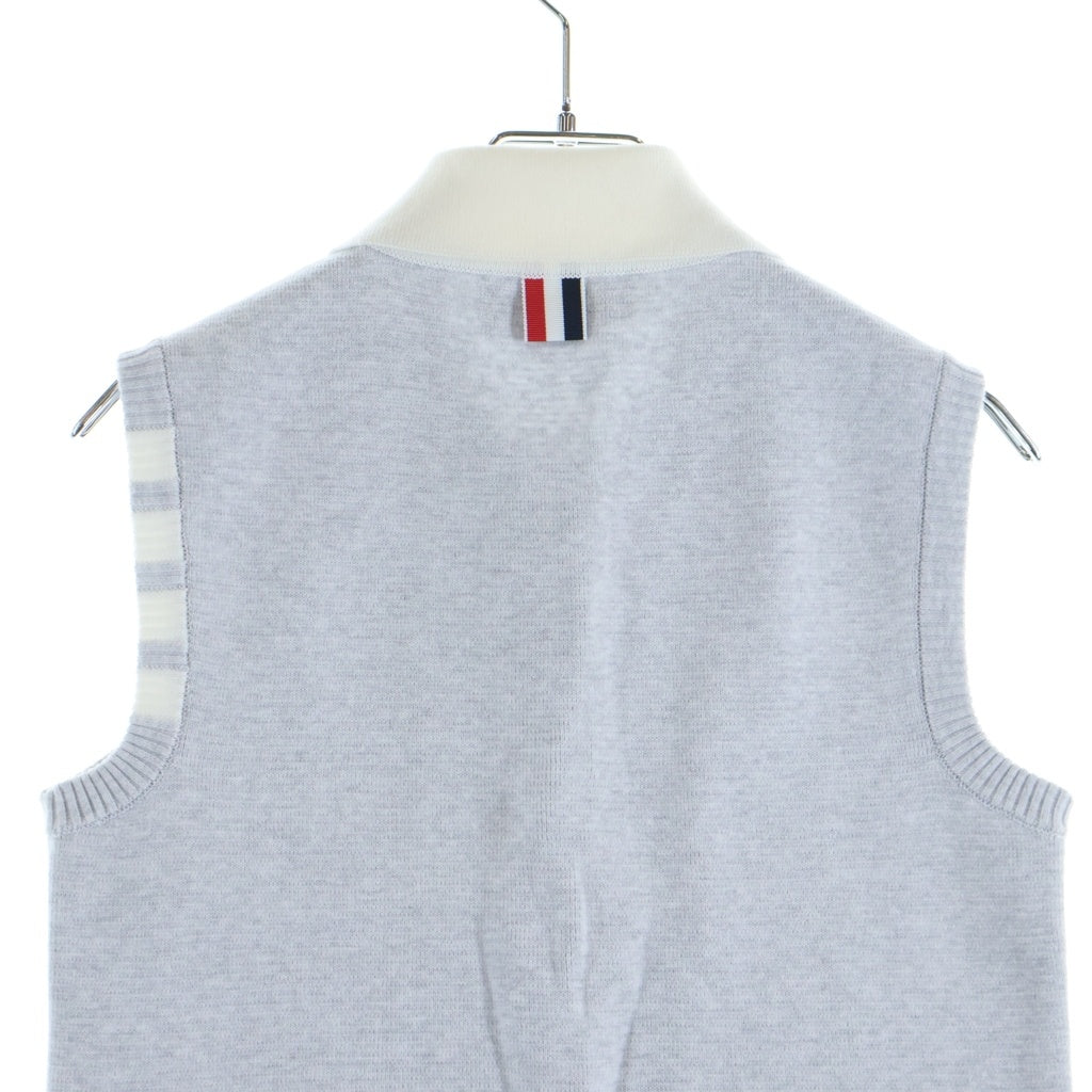 THOM BROWNE(トムブラウン) Milano Stitch 4-Bar Sleeveless Polo Shirt ミラノステッチ ノースリーブ ポロシャツレディース グレー FKP133B-Y3061-050