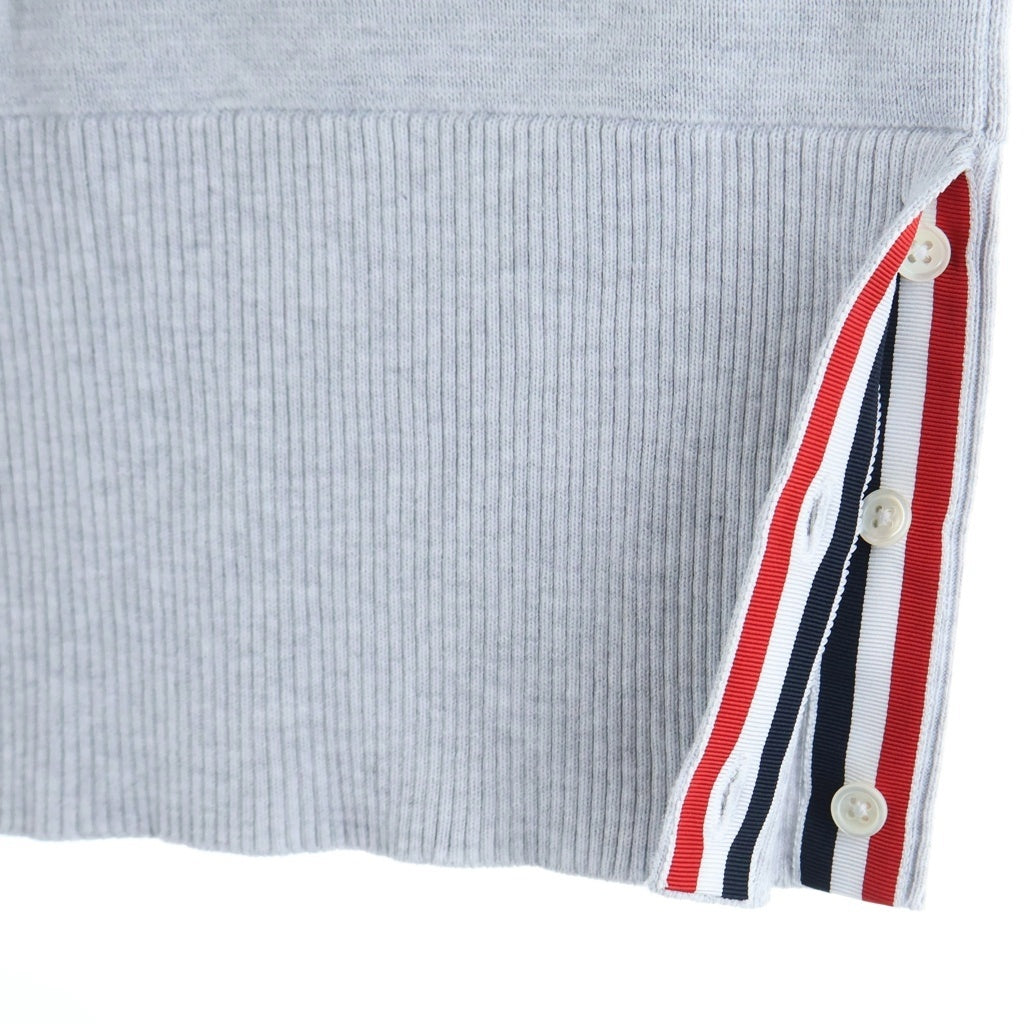 THOM BROWNE(トムブラウン) Milano Stitch 4-Bar Sleeveless Polo Shirt ミラノステッチ ノースリーブ ポロシャツレディース グレー FKP133B-Y3061-050