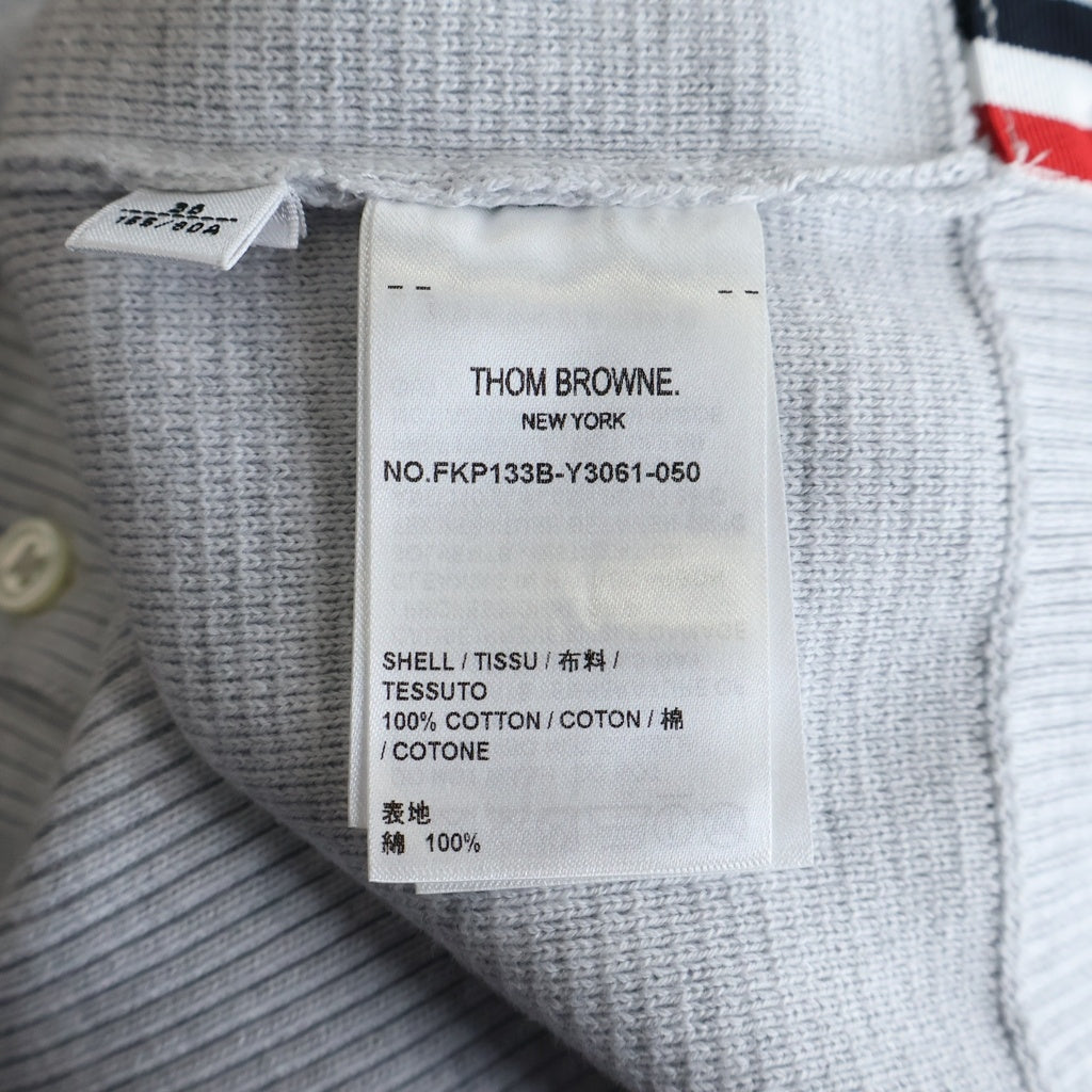 THOM BROWNE(トムブラウン) Milano Stitch 4-Bar Sleeveless Polo Shirt ミラノステッチ ノースリーブ ポロシャツレディース グレー FKP133B-Y3061-050