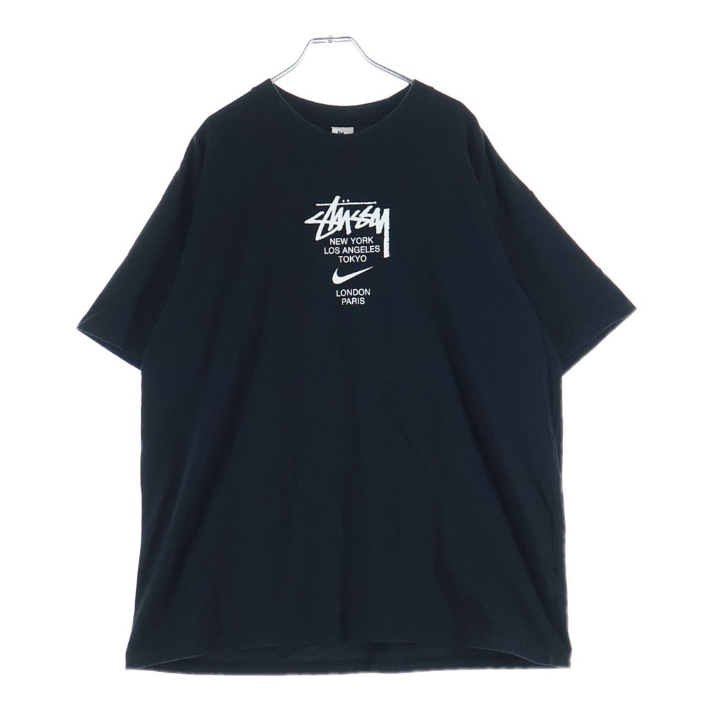 STUSSY(ステューシー) ×NIKE International T-Shirt ナイキ インターナショナル クルーネック 半袖Tシャツ カットソー ブラック DD3342-010